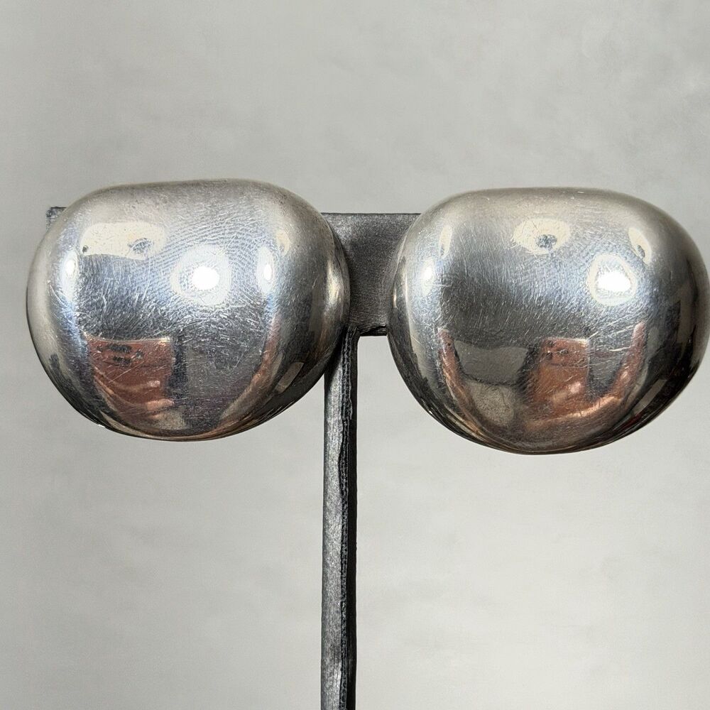 Vintage Taxco Mexico Sterling Silver Clip On Earrings